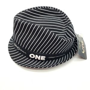 NWT Michael Jackson ONE Cirque du Soleil black white pinstripe fedora hat cotton